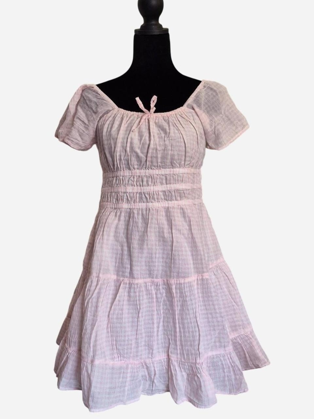 Coquette Pink Tie-Front Tiered Sundress